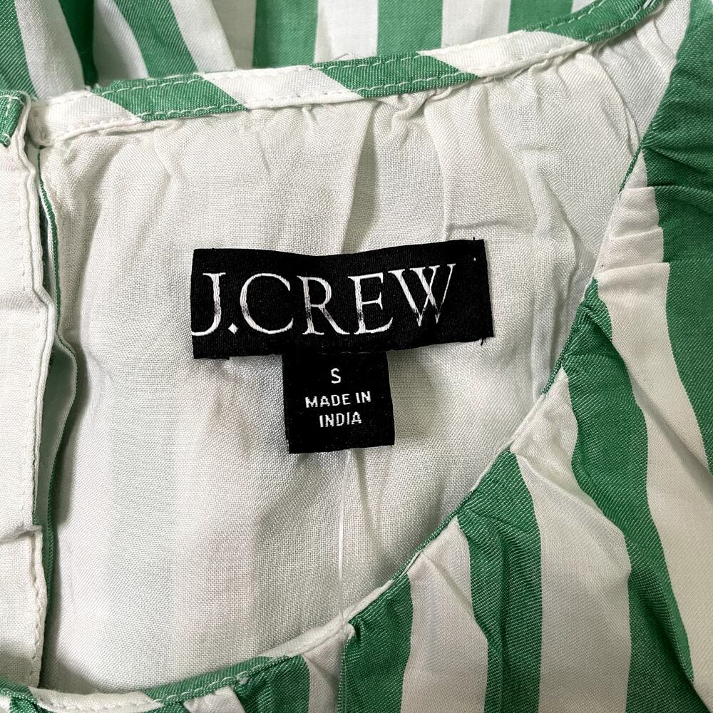J.Crew Hyacinth Dress Striped Cotton Poplin Smocked Holiday CI932 Bright Clover - Picture 13 of 14